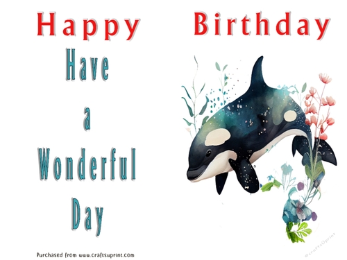 No Cut Just Print Birthday Card - Cute Watercolour Animals or Insects