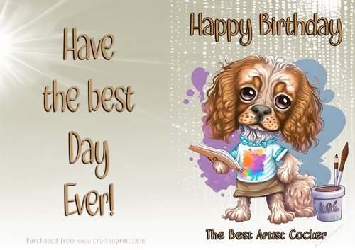 NCJP Birthday Card Animal Occupations - Artist Cocker Spaniel