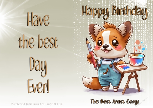 NCJP Birthday Card Animal Occupations - Artist Corgi