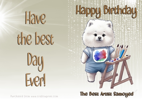 NCJP Birthday Card Animal Occupations - Artist Samoyed