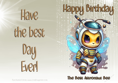 NCJP Birthday Card Animal Occupations - Astronaut Bee