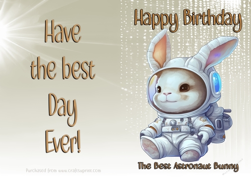 NCJP Birthday Card Animal Occupations - Astronaut Bunny