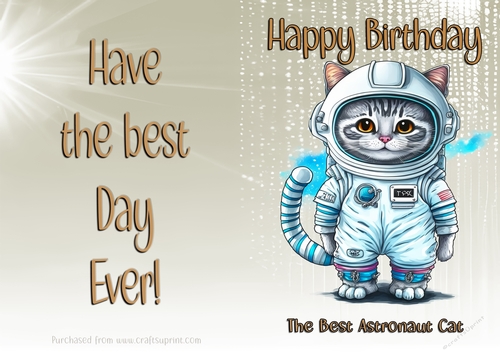NCJP Birthday Card Animal Occupations - Astronaut Cat