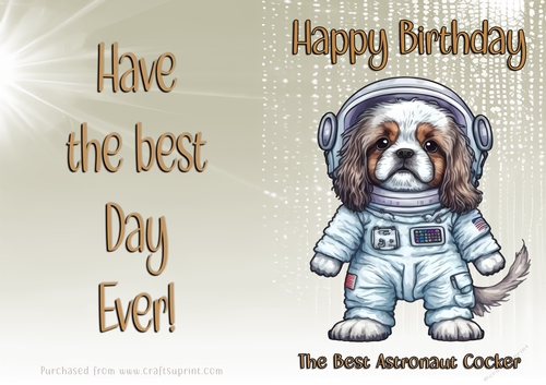 NCJP Birthday Card Animal Occupations - Astronaut Cocker Spaniel