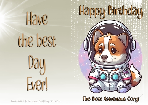 NCJP Birthday Card Animal Occupations - Astronaut Corgi