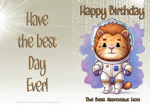 NCJP Birthday Card Animal Occupations - Astronaut Lion