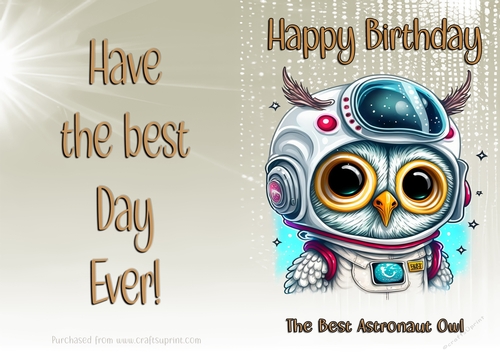 NCJP Birthday Card Animal Occupations - Astronaut Owl