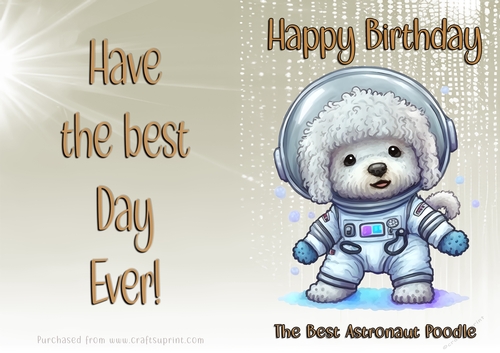 NCJP Birthday Card Animal Occupations - Astronaut Poodle