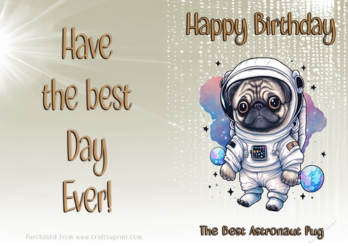NCJP Birthday Card Animal Occupations - Astronaut Pug