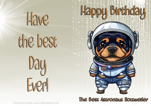 NCJP Birthday Card Animal Occupations - Astronaut Rottweiler