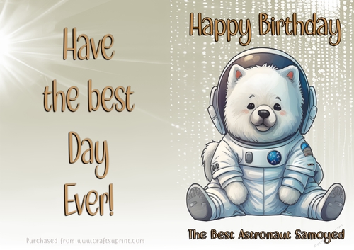 NCJP Birthday Card Animal Occupations - Astronaut Samoyed