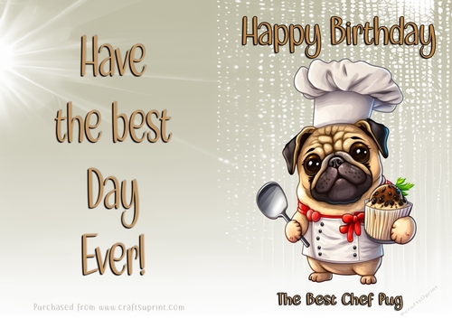 NCJP Birthday Card Animal Occupations - Chef Pug