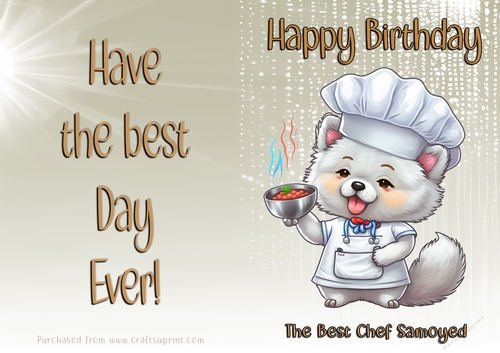 NCJP Birthday Card Animal Occupations - Chef Samoyed