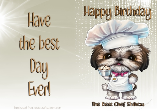 NCJP Birthday Card Animal Occupations - Chef Shih Tzu