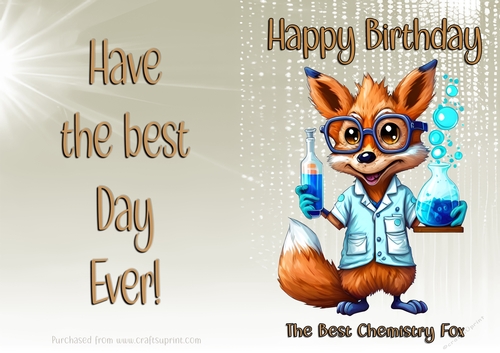 NCJP Birthday Card Animal Occupations - Chemistry Fox
