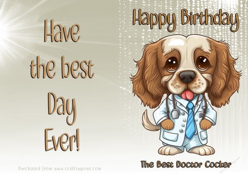 NCJP Birthday Card Animal Occupations - Doctor Cocker Spaniel