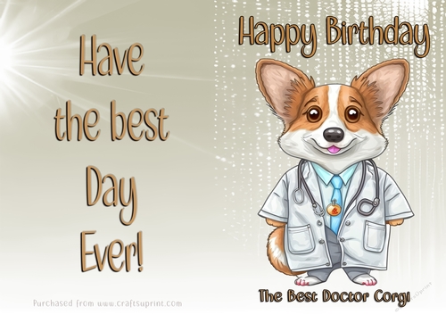NCJP Birthday Card Animal Occupations - Doctor Corgi
