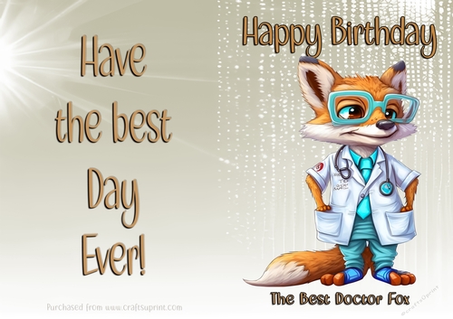 NCJP Birthday Card Animal Occupations - Doctor Fox