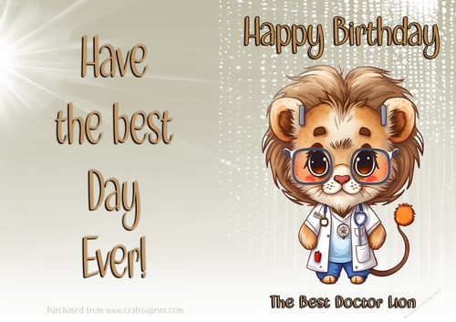 NCJP Birthday Card Animal Occupations - Doctor Lion