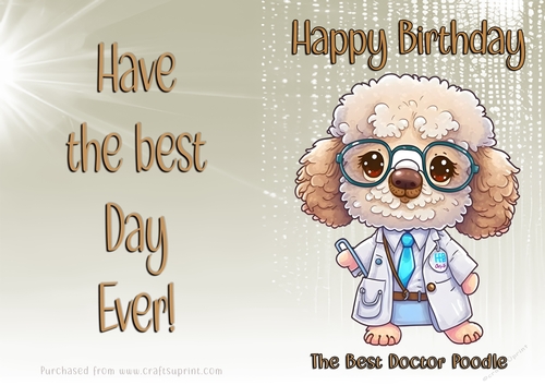 NCJP Birthday Card Animal Occupations - Doctor Poodle
