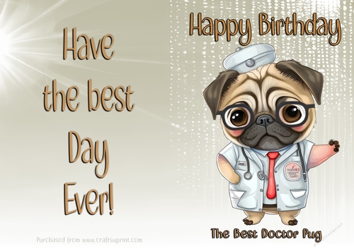 NCJP Birthday Card Animal Occupations - Doctor Pug