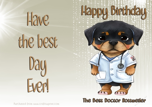 NCJP Birthday Card Animal Occupations - Doctor Rottweiler