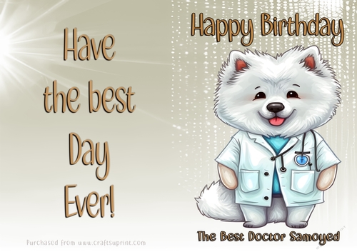 NCJP Birthday Card Animal Occupations - Doctor Samoyed