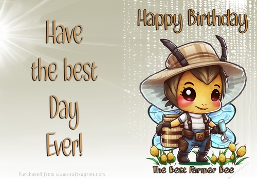 NCJP Birthday Card Animal Occupations - Farmer Bee