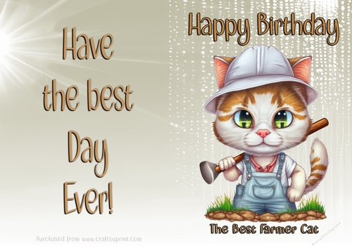 NCJP Birthday Card Animal Occupations - Farmer Cat