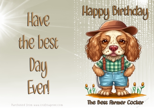 NCJP Birthday Card Animal Occupations - Farmer Cocker Spaniel