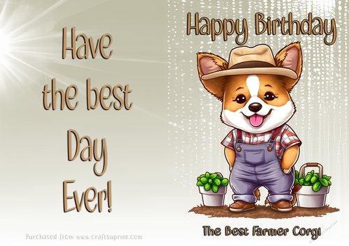 NCJP Birthday Card Animal Occupations - Farmer Corgi
