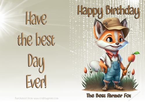 NCJP Birthday Card Animal Occupations - Farmer Fox