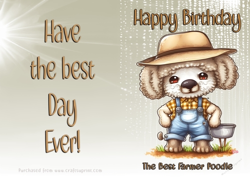 NCJP Birthday Card Animal Occupations - Farmer Poodle