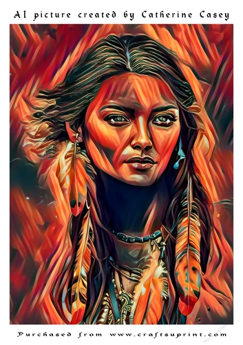 AI (artificial Intelligence) A4 Beautiful Portrait of a Red Indian Lady