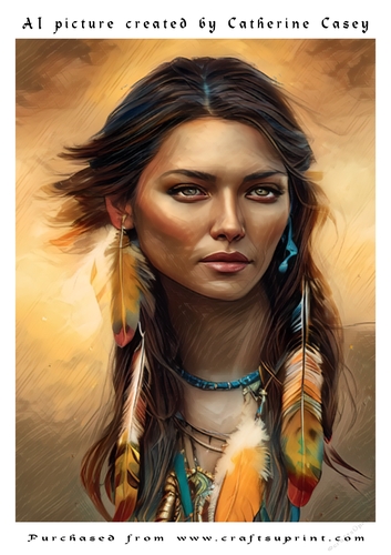 AI (artificial Intelligence) A4 Beautiful Portrait of a Red Indian Lady
