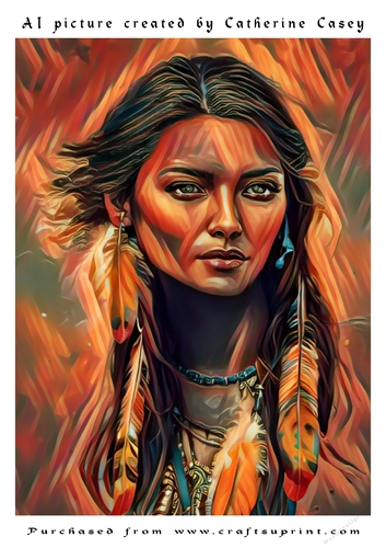 AI (artificial Intelligence) A4 Beautiful Portrait of a Red Indian Lady