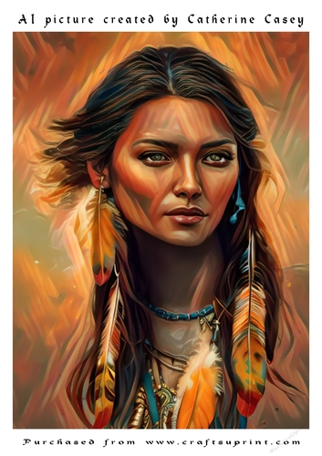 AI (artificial Intelligence) A4 Beautiful Portrait of a Red Indian Lady