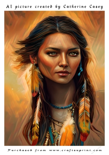 AI (artificial Intelligence) A4 Beautiful Portrait of a Red Indian Lady