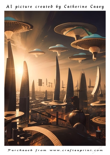 AI (artificial Intelligence) A4 Beautiful Picture of Aliens Landing