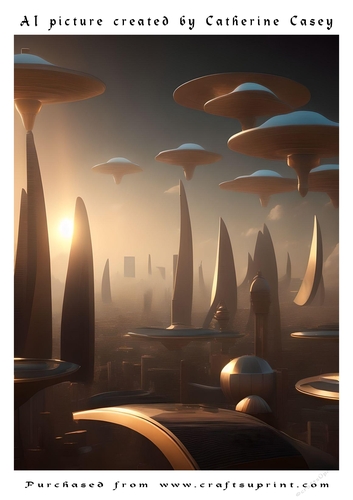 AI (artificial Intelligence) A4 Beautiful Picture of Aliens Landing