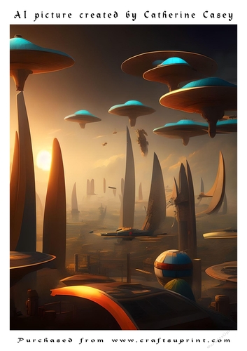 AI (artificial Intelligence) A4 Beautiful Picture of Aliens Landing