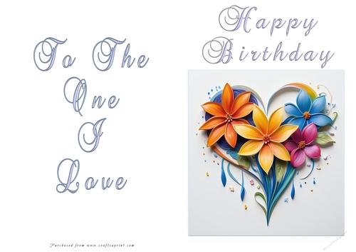 No Cut Just Print Birthday Card - Floral