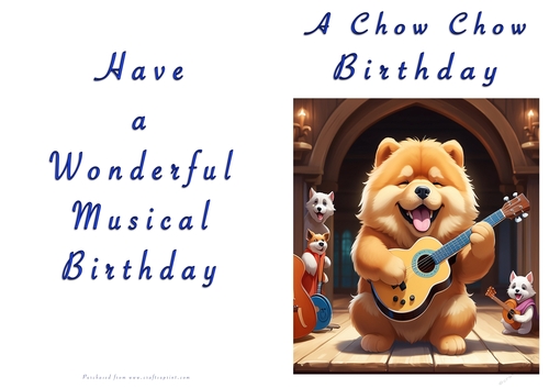 NCJP Doggy playing music Birthday Cards