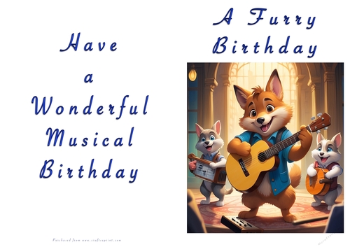 NCJP Doggy playing music Birthday Card - Alsatian Pup