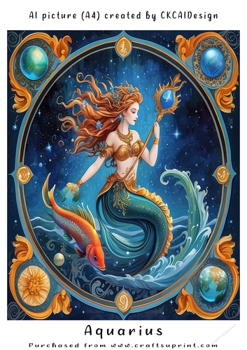 A4 AI Beautiful Fantasy Zodiac Signs Aquarius