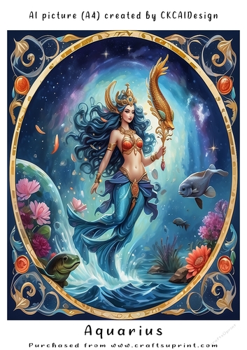 A4 AI Beautiful Fantasy Zodiac Signs Aquarius