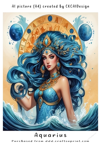A4 AI Beautiful Fantasy Zodiac Signs Aquarius
