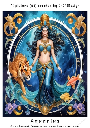 A4 AI Beautiful Fantasy Zodiac Signs Aquarius