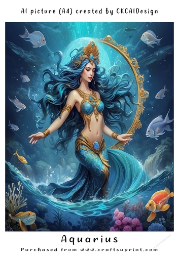 A4 AI Beautiful Fantasy Zodiac Signs Aquarius