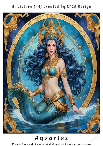 A4 AI Beautiful Fantasy Zodiac Signs Aquarius